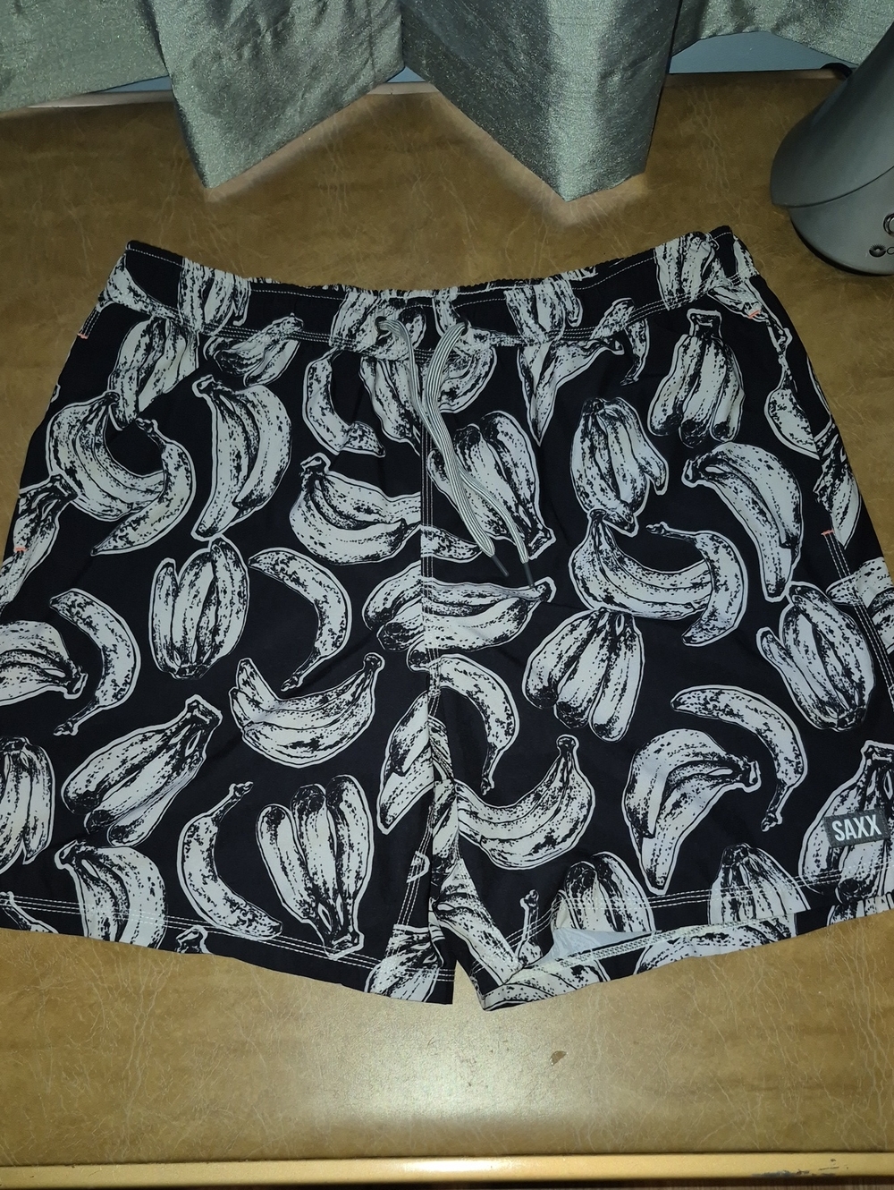 SAXX Black Banana Print Men's Swim/Board Shorts..size XL(see Measurements)